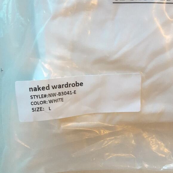Naked Wardrobe NEW White Spaghetti Strap Neutral Base Layer Cheeky Bodysuit L - Picture 2 of 7